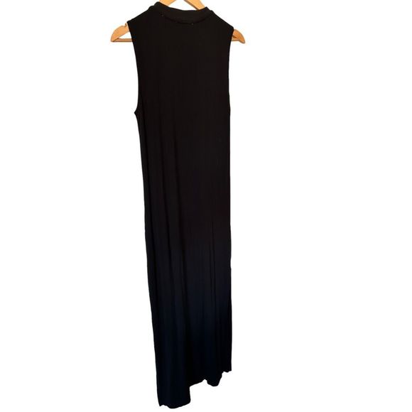 BLDWN Abbot Dress Black Sleeveless Cozy Maxi Dress Crewneck Cotton Slits Size XS - Picture 11 of 11